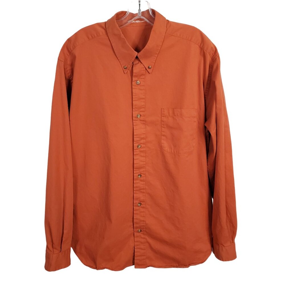 Eddie Bauer Mens Size XL Shirt Button Down Long Sleeve 100% Cotton Autumn Orange - Picture 1 of 8